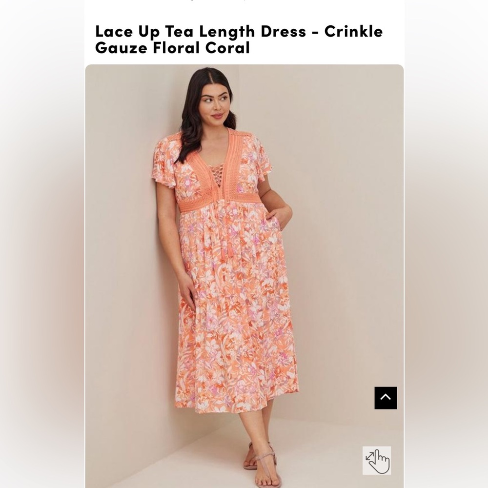 TORRID dress size 1x stunning orange and white floral rayon summer dress 🧡 - Picture 7 of 8